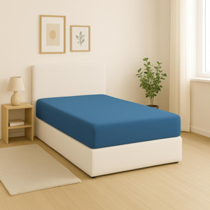 Sábana bajera para cama en color azul rainbow benetton