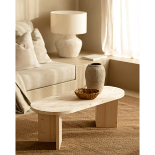 Mesa de centro de madera maciza en tono natural de 120cm Alto: 40 Largo: 120 Ancho: 50