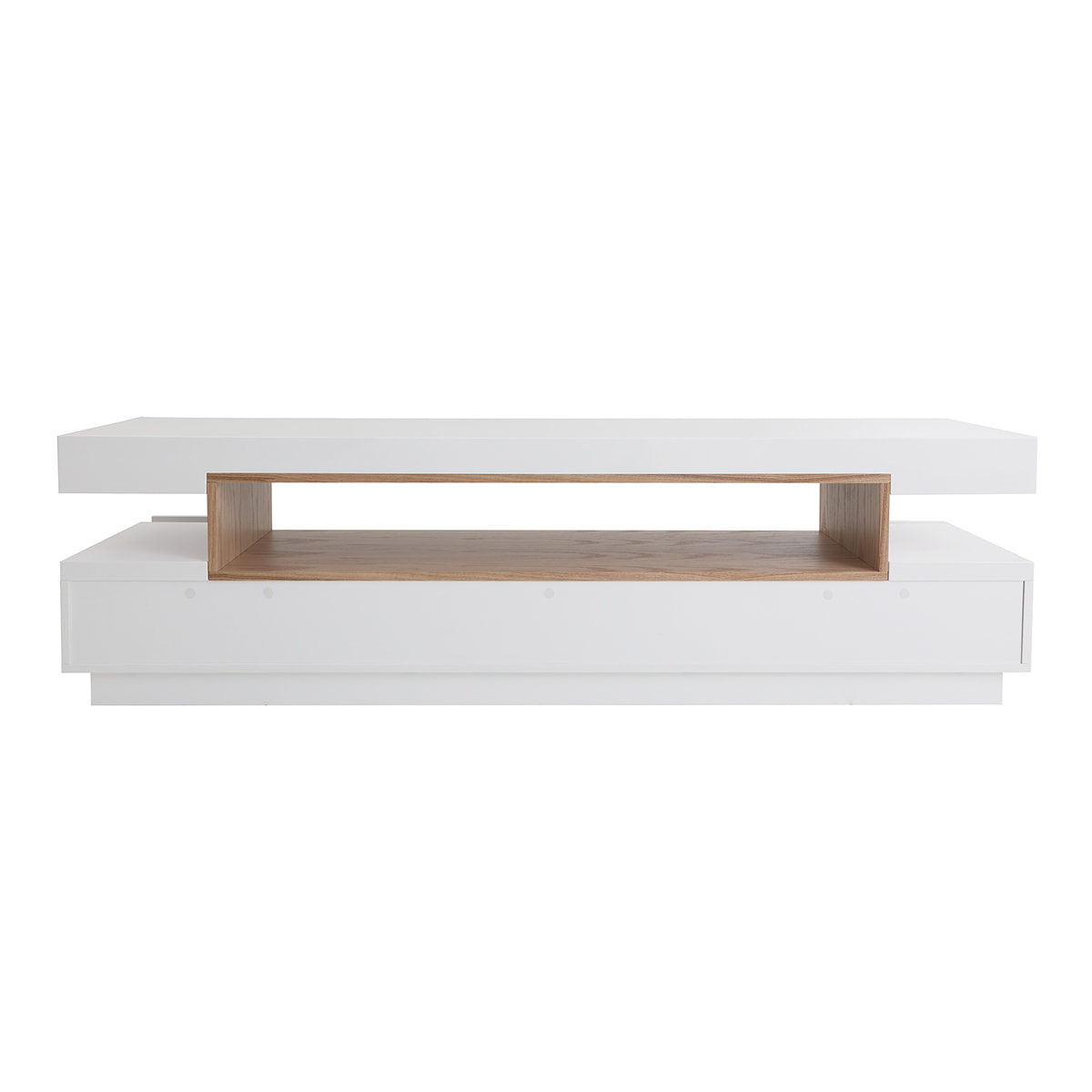 Meuble TV design blanc et bois L200 cm LIVO