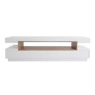 Meuble TV design blanc et bois L200 cm LIVO
