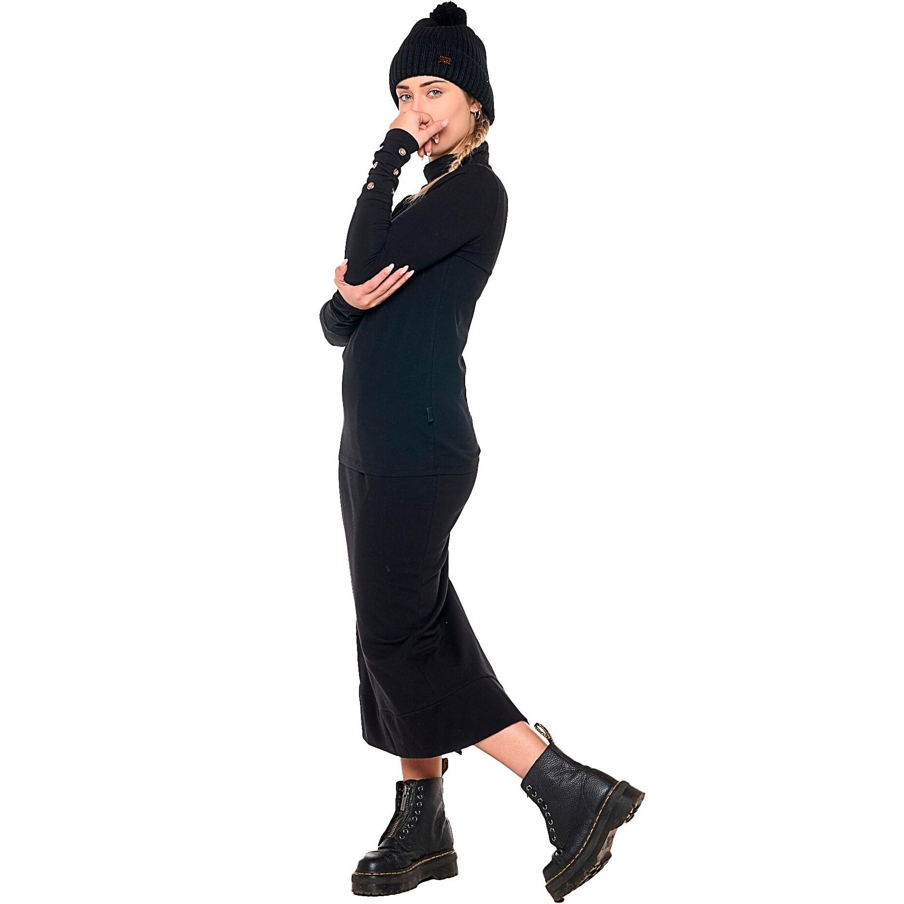 T-shirt a manica lunga da donna con dolcevita "Black Ring"