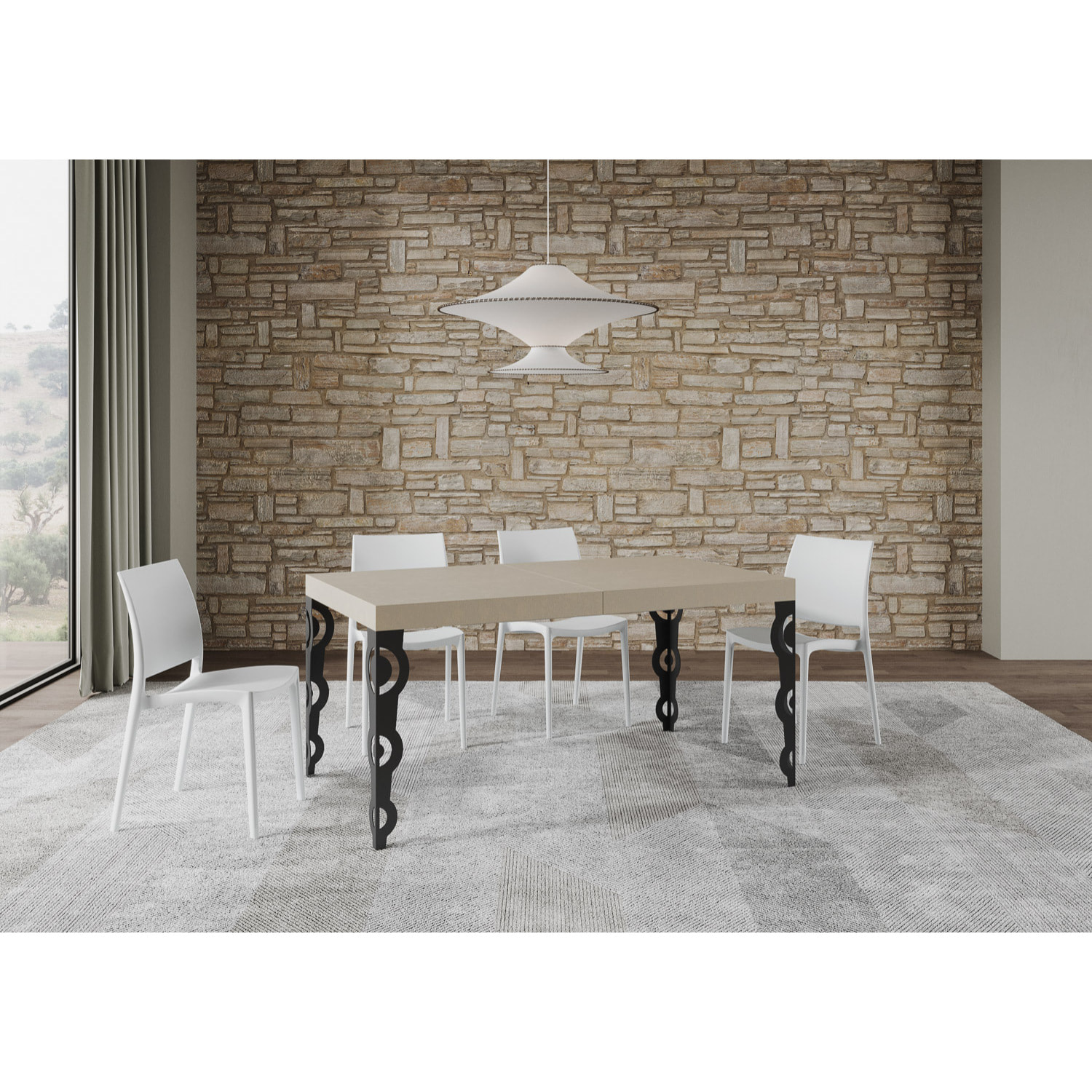 Mesa extensible 80x160/244 cm Karamay Cachemira estructura Antracita