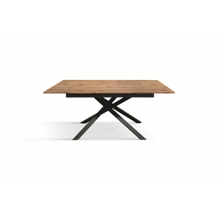 Tavolo VOLPAIA in legno, finitura rovere rustico e base in metallo verniciato antracite, allungabile 160x90 cm - 210x90 cm