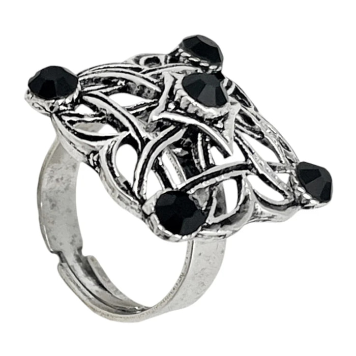 Anillo cuadrado Enredado en plata 10µm y cristal