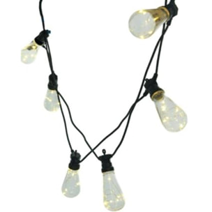 Catena da 5M con 10 lampadine in plastica a luce bianco caldo alimentazione fissa per uso esterno