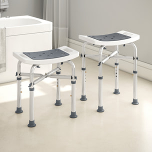 Siège de douche réglable en hauteur tabouret de douche ergonomique pieds antidérapants charge max. 150 Kg alu HDPE blanc gris