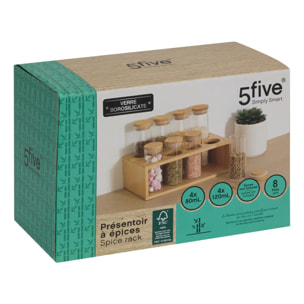 Support à épices Hermet 8 emplacements en bambou