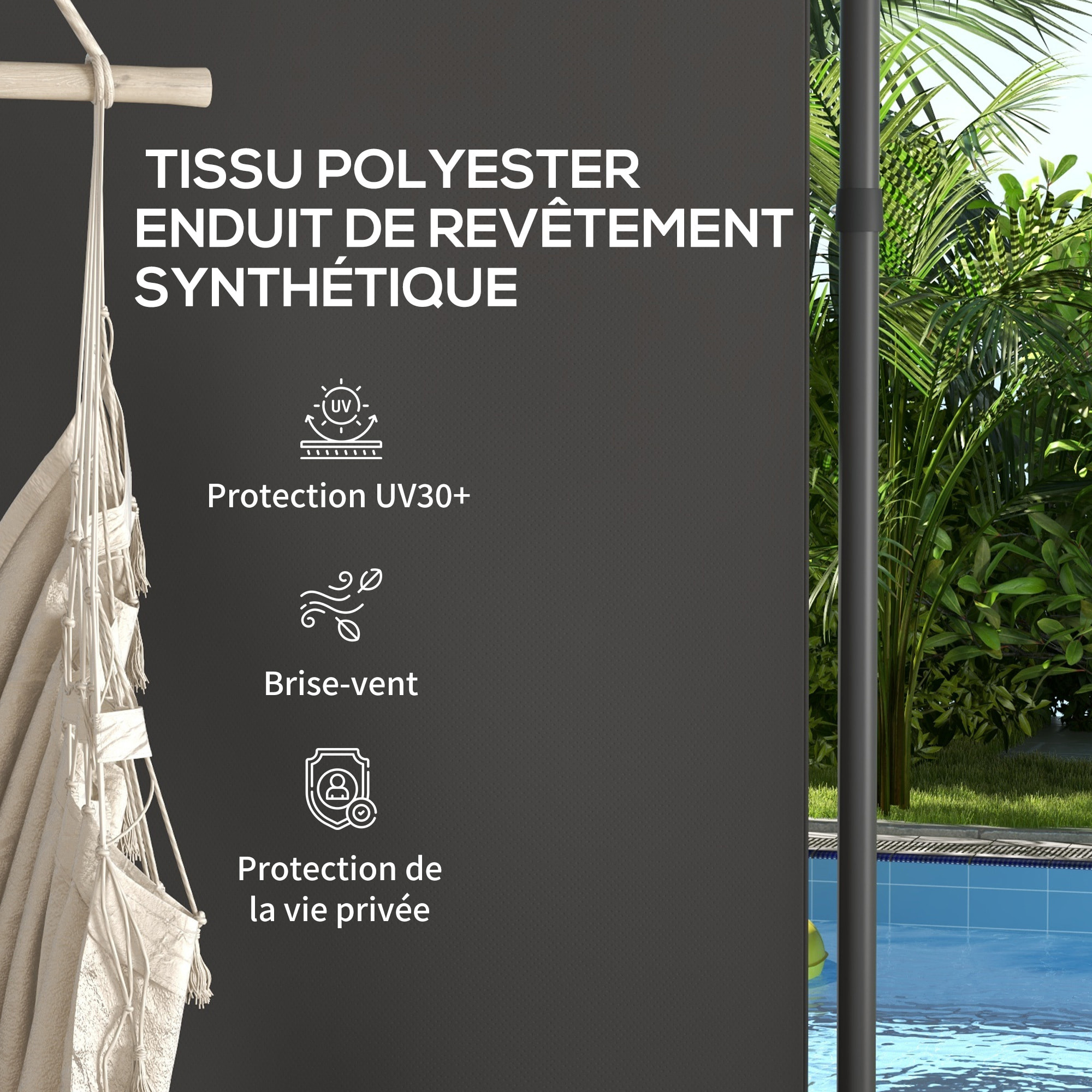 Store extérieur sur pied store manuel rétractable enroulable réglable gris foncé