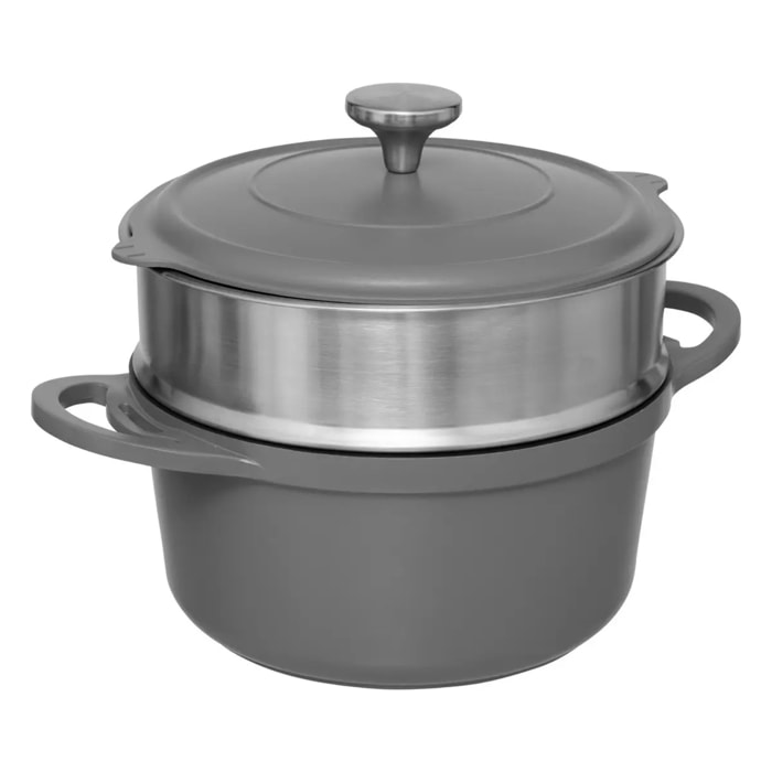 Cuiseur vapeur D24cm fonte d aluminium gris