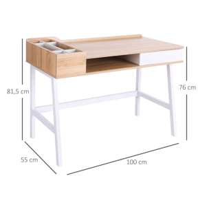 Mesa de Ordenador Escritorio de Madera 100x55x81,5cm Blanco