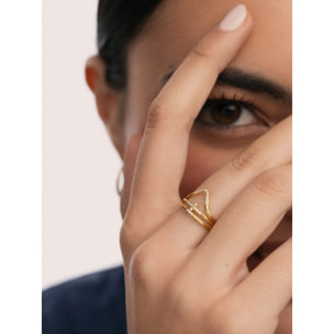 Pack 3 Anillos Sparks Acero Baño Oro