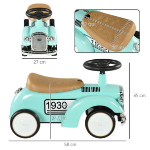 Correpasillos para Bebés de 12 a 36 Meses Coche sin Pedales con Bocina Compartimento de Almacenaje y Volante para Interior y Exterior 58x27x35 cm Verde Mint