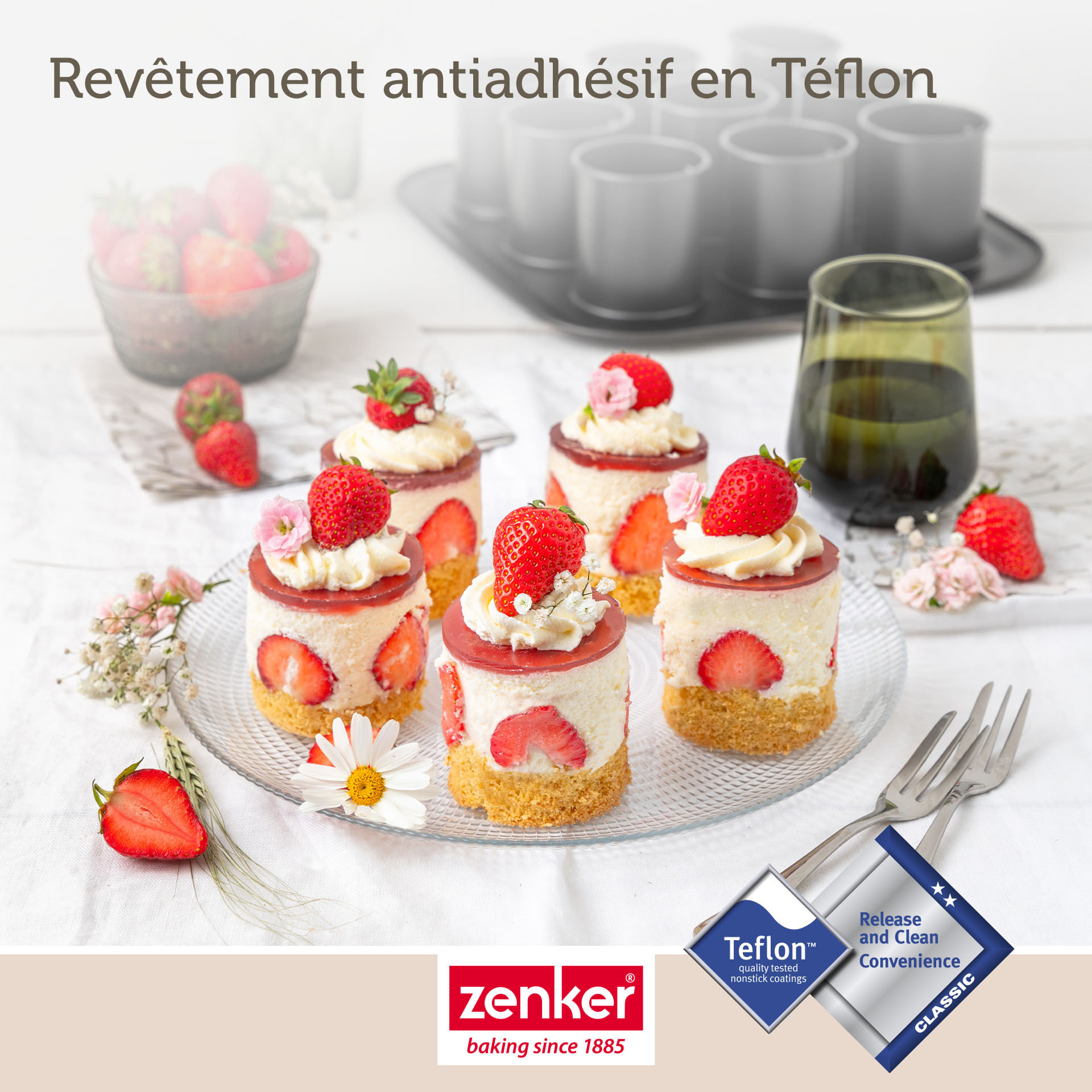 Ensemble de 2 Moules à gâteaux individuels 9 empreintes avec couvercle 29 x 29 cm Zenker Bake Click and Go
