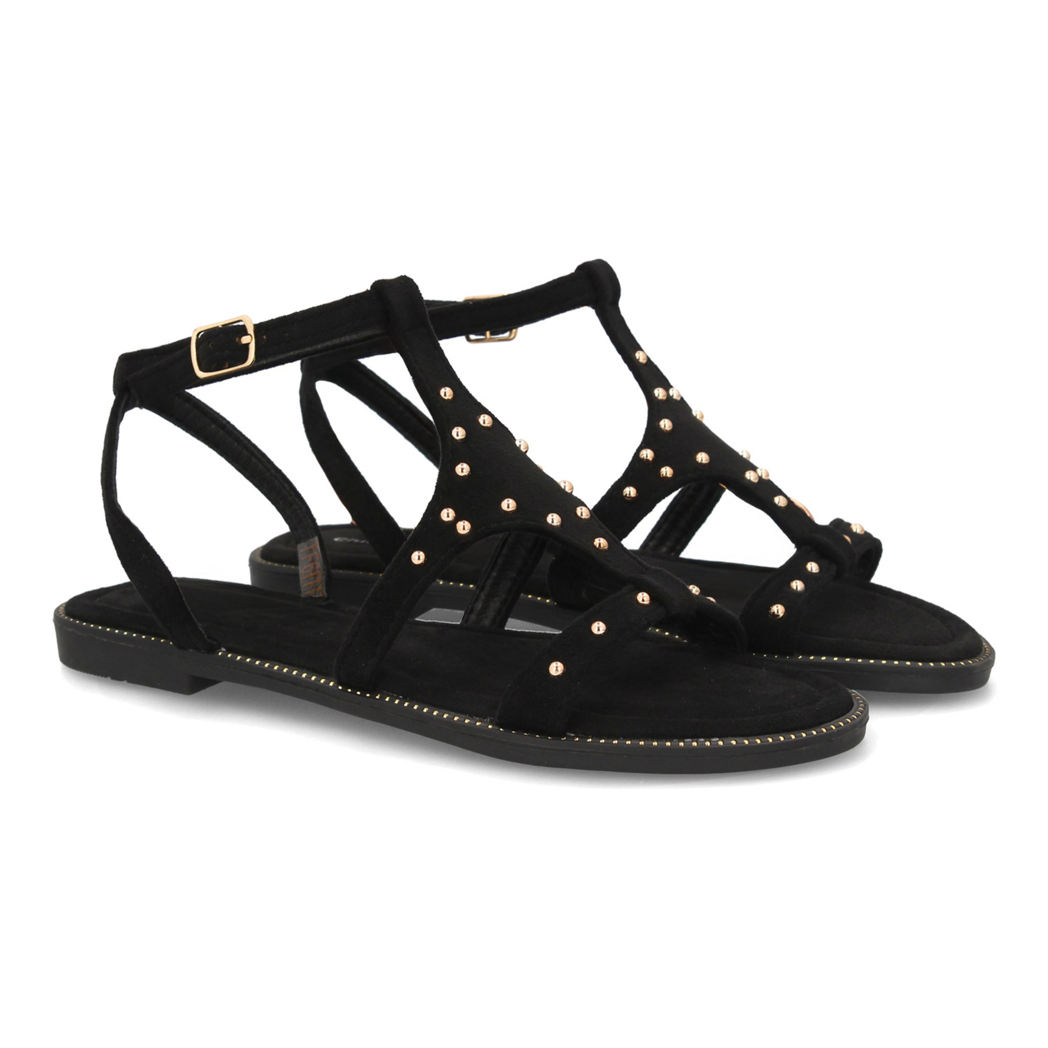 Sandalia plana elegante mujer tachuelas