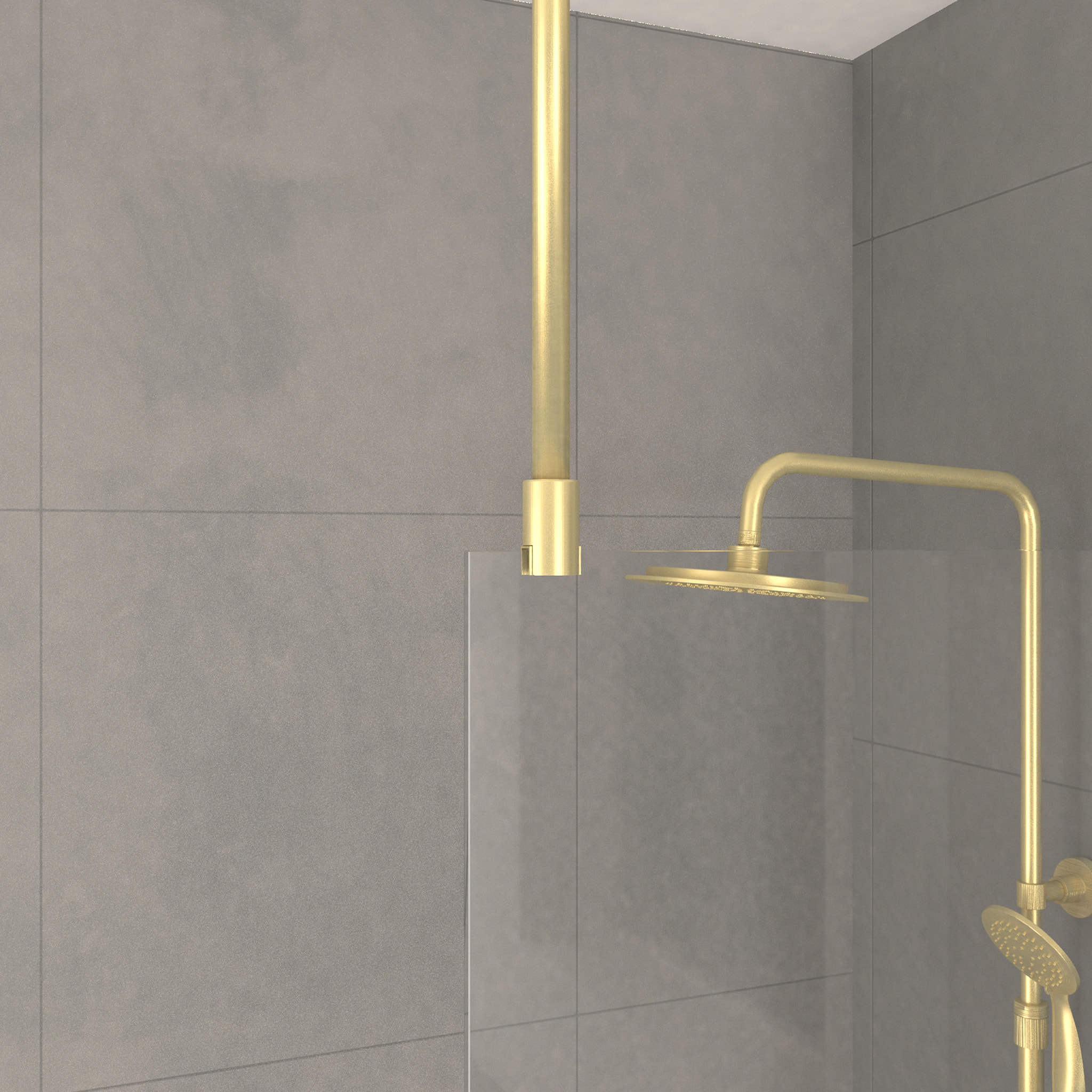 Paroi de Douche 120x200cm Verre 8mm - Profilé + Barre Plafond Finition Or Brossé - FREEDOM 2 GOLD