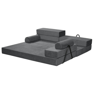 Astral - Canapé 3 places convertible en velours texturé - Gris