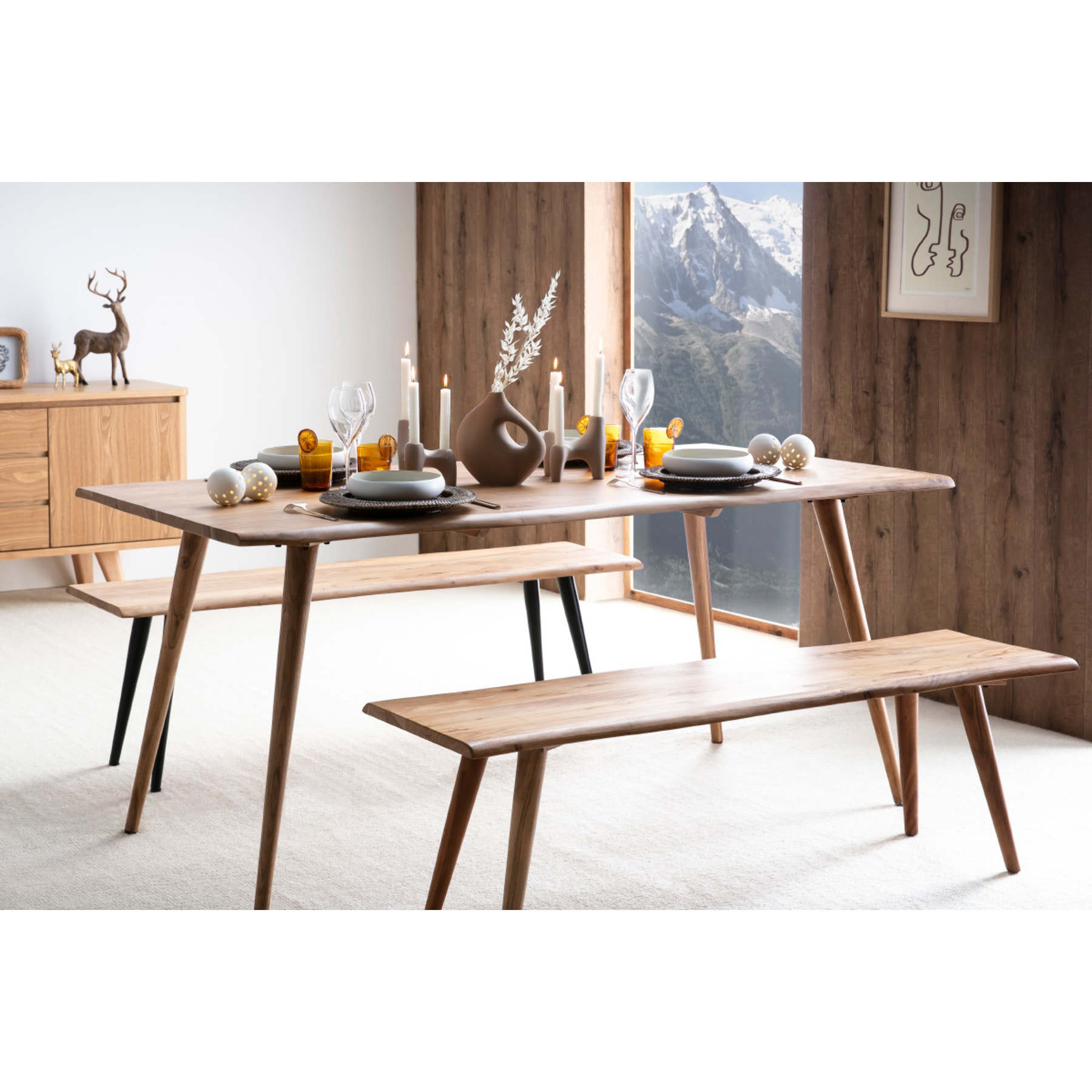 Table à manger rectangulaire en bois massif L175 cm SAVANA