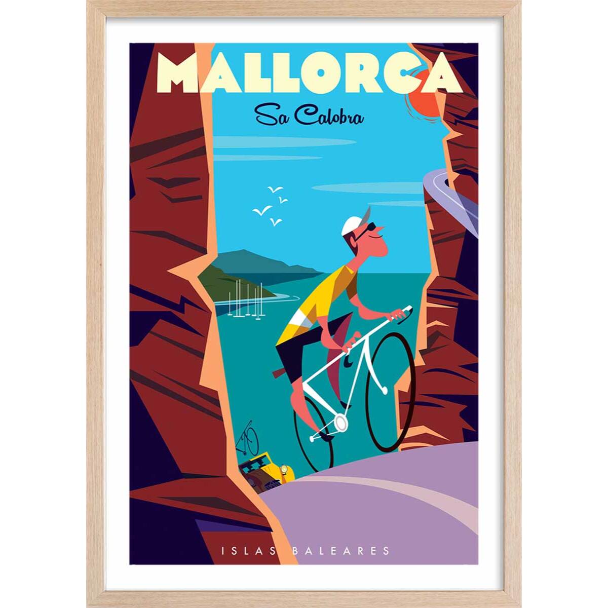 Poster de mallorca Affiche + cadre en bois - Chêne