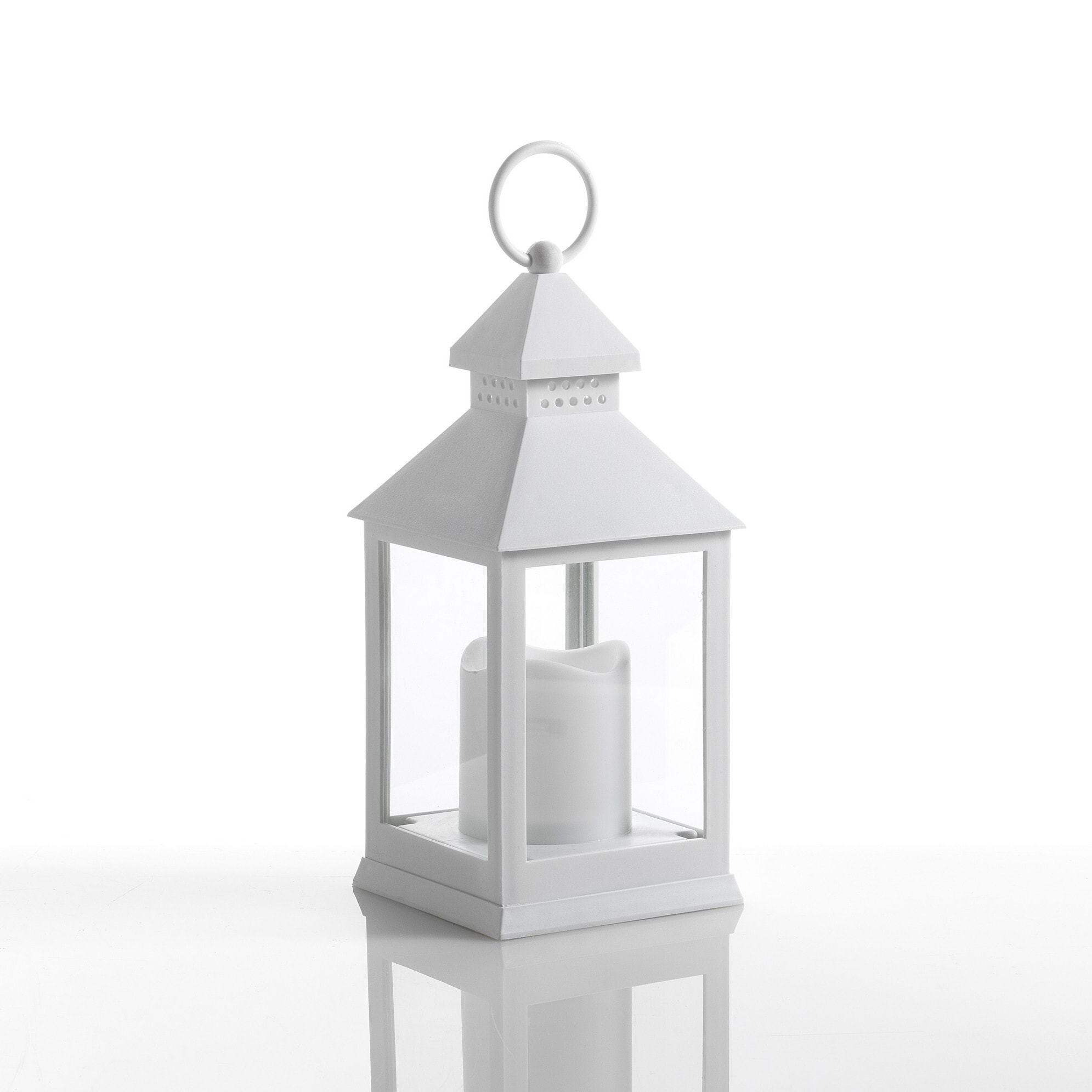 Lampe décorative Tomasucci LANTERN 24, en plastique et verre, blanc, 10,5 × 10,5 × 24 cm