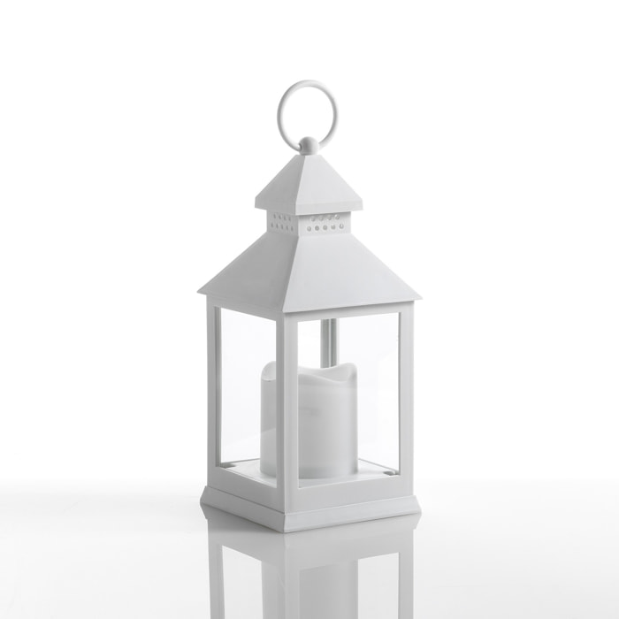 Lampe décorative Tomasucci LANTERN 24, en plastique et verre, blanc, 10,5 × 10,5 × 24 cm