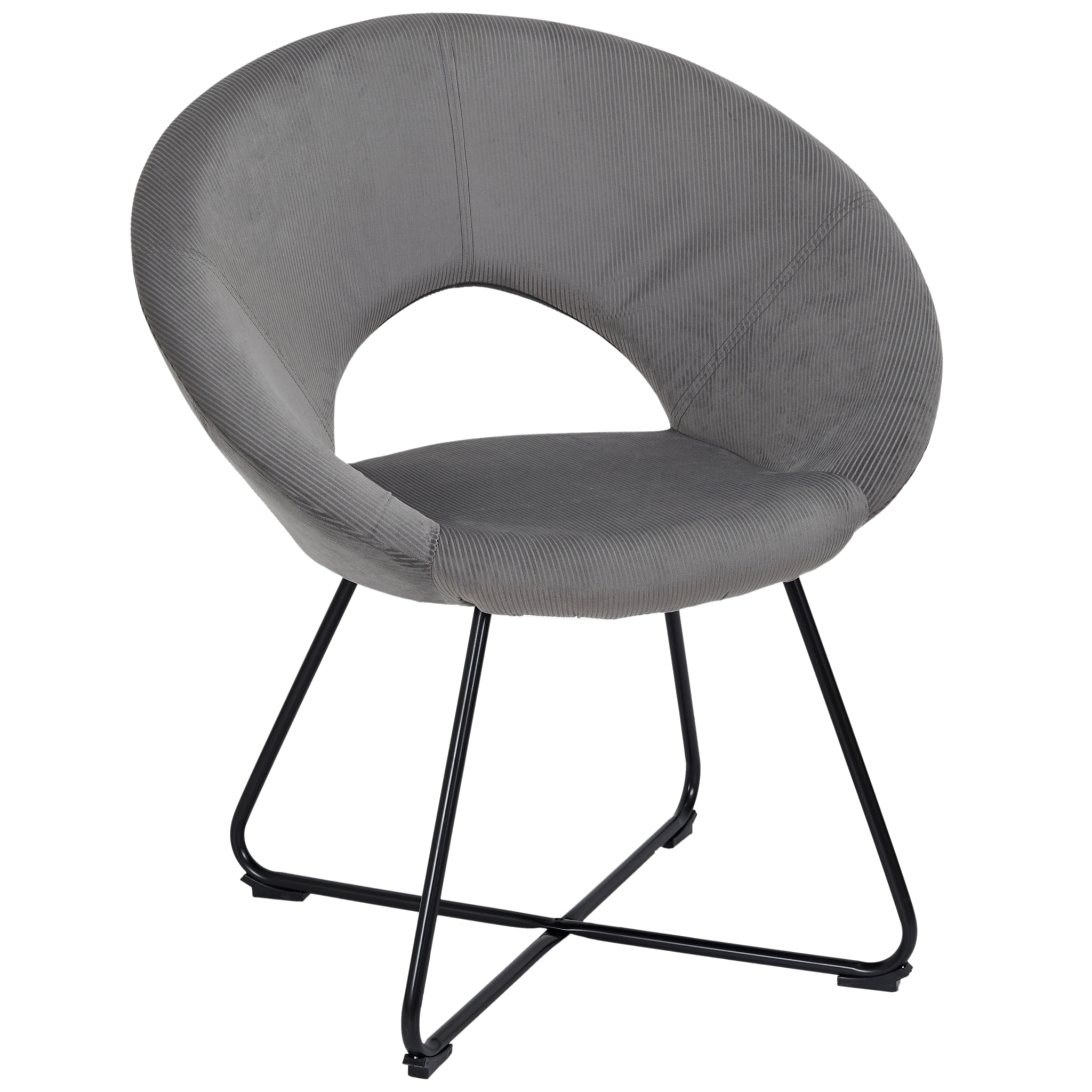 Fauteuil Rond Velours Cotele Giulia Gris