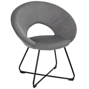 Fauteuil Rond Velours Cotele Giulia Gris