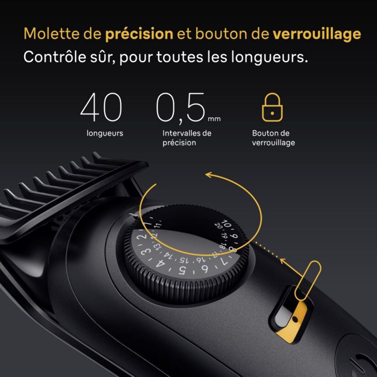 Tondeuse multi usages BRAUN BT5560, molette réglable, 40 hauteurs de coupe, précision 0,5 mm, autonomie 120 mn
