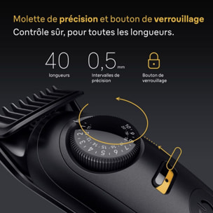 Tondeuse multi usages BRAUN BT5560, molette réglable, 40 hauteurs de coupe, précision 0,5 mm, autonomie 120 mn