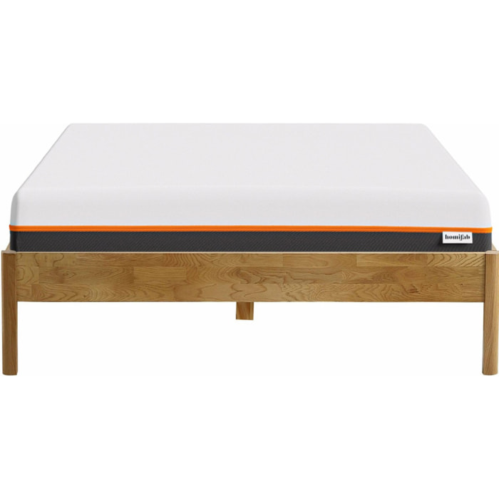 Lit en chêne massif + Matelas double confort - AINA & DUAL CONFORT