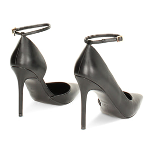 Décolleté open shank nere, tacco stretto 10,7 cm