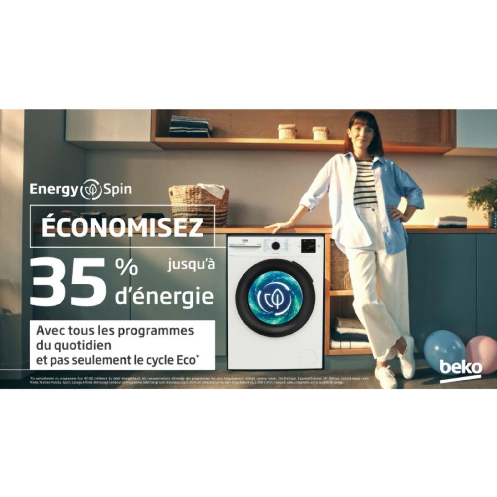 Lave linge hublot BEKO BM3WFU47411B Energy Spin