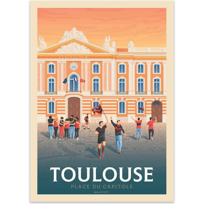 Affiche - Toulouse Place du Capitole - Olahoop Travel Posters