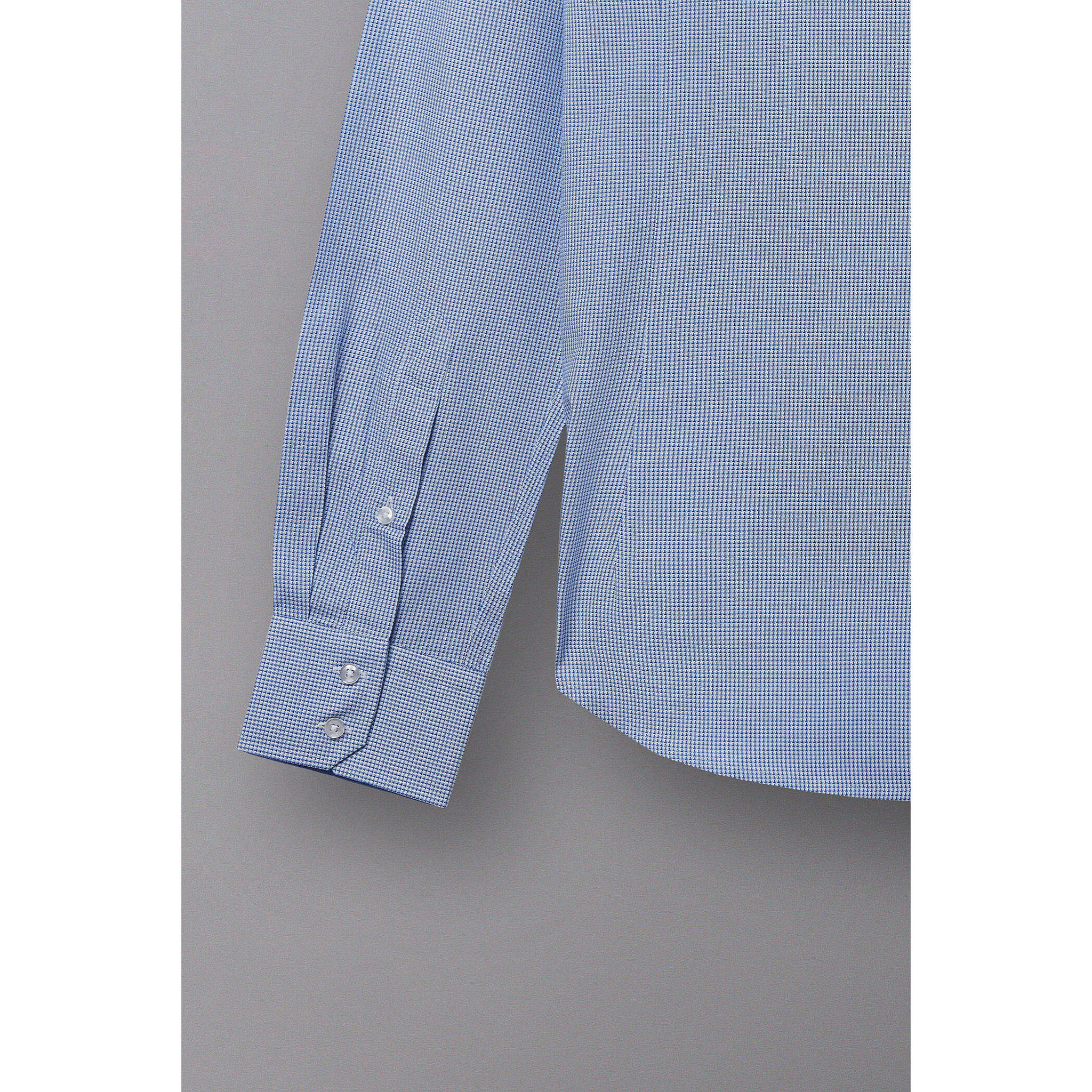 Camicia Uomo 2 Bottoni Button Down Slim Jacquard Fantasia Bianco/Celeste
