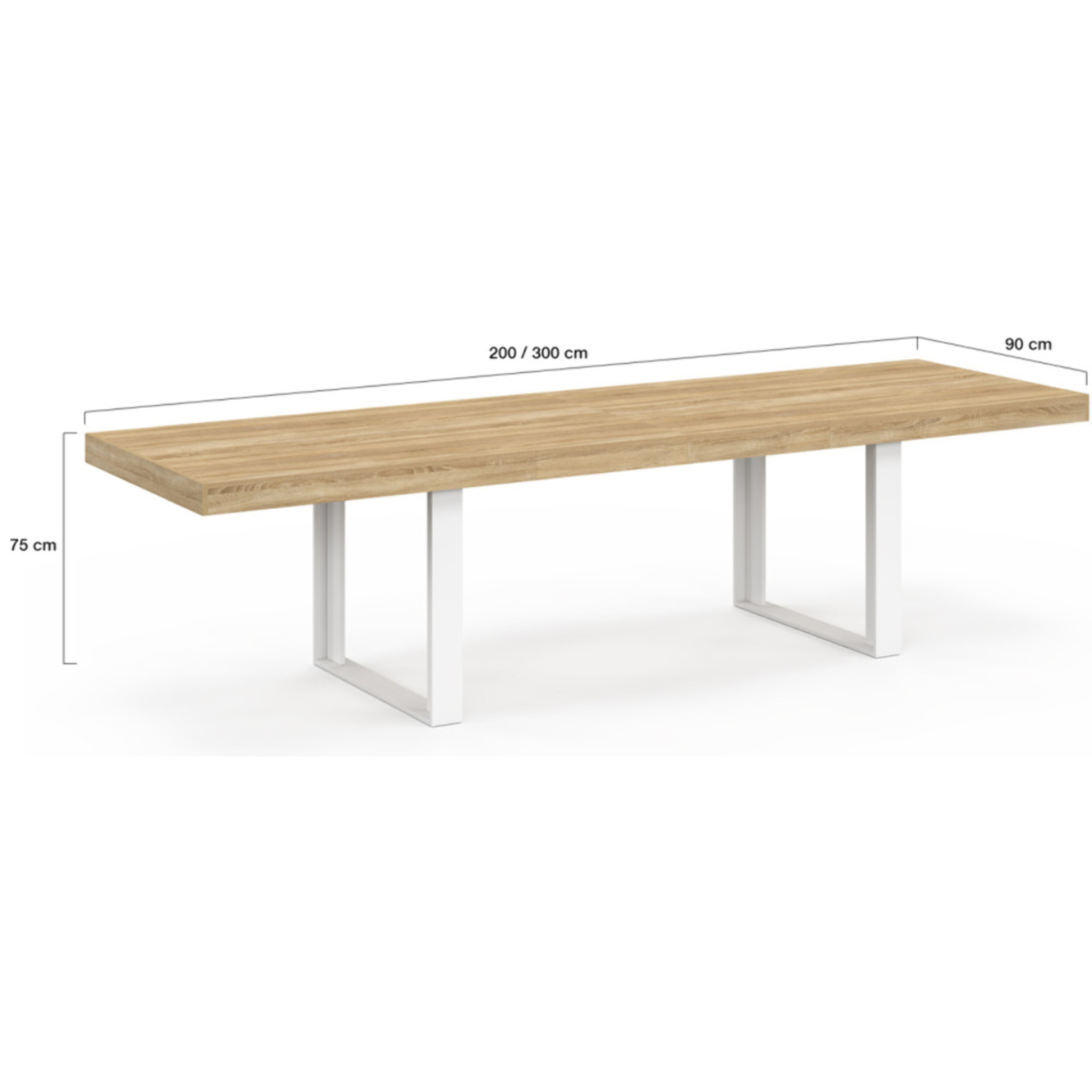 Table à manger extensible Brixton bois et blanc 200-300cm