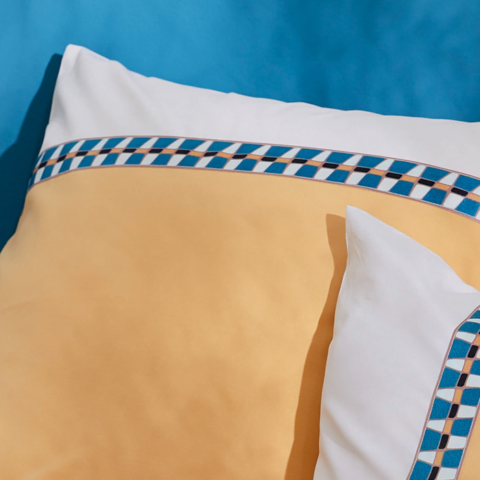 Taie d'oreiller percale avec galon - Jaune