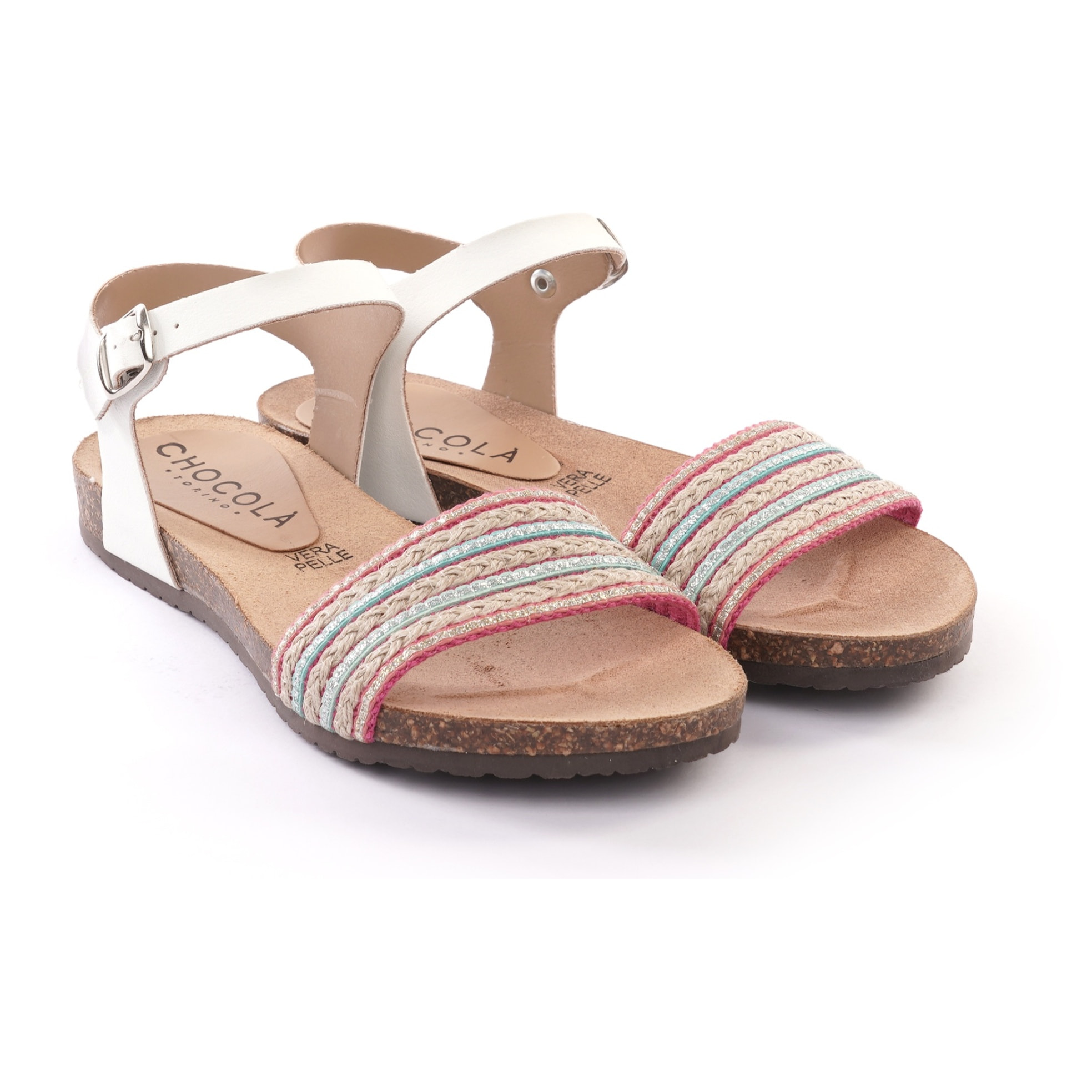 SANDALO BIO FLAT FASCIA CORDA BIANCO