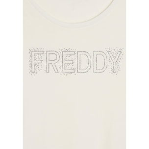 T-Shirt in jersey modal con Logo Strass