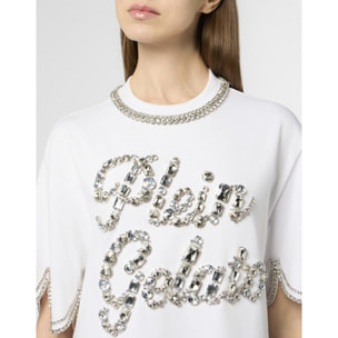 PHILIPP PLEIN Cropped T-Shirt Crystal Waves