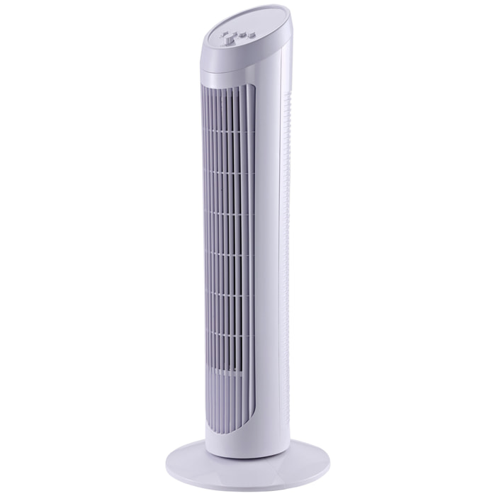 HOMCOM Ventilateur colonne tour oscillant silencieux 45 W 3 vitesses 27L x 27l x 75H cm blanc