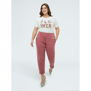 Fiorella Rubino - T-shirt in cotone con scritta Flower - Bianco