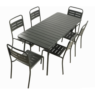 EVORA Ensemble table de jardin 160 cm et 6 chaises