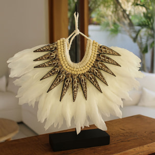 Collier en plumes blanches et coquillages PAPUA