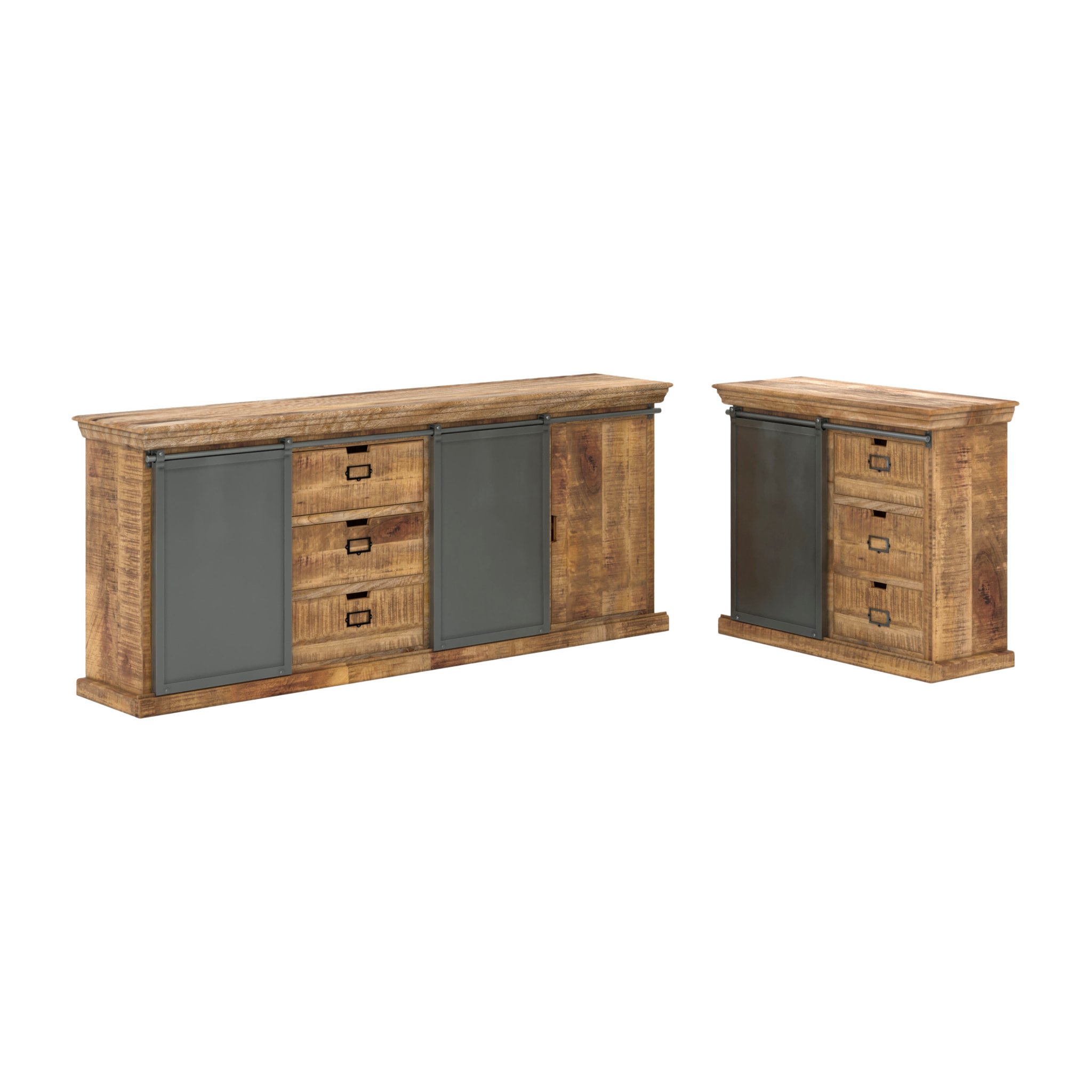 Pack 2 buffets Tabuk en bois de manguier