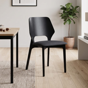 Lot de 2 chaises Tomasucci NATACHA, en bois noir et tissu noir, 48 x 55 x H.84 cm