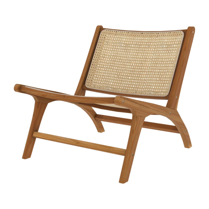Fauteuil en teck et tressage cannage en rotin - Kilka