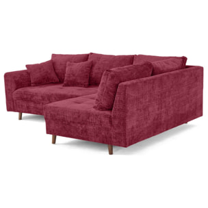 Rune - canapé d'angle droit 4 places en velours texturé - Prune