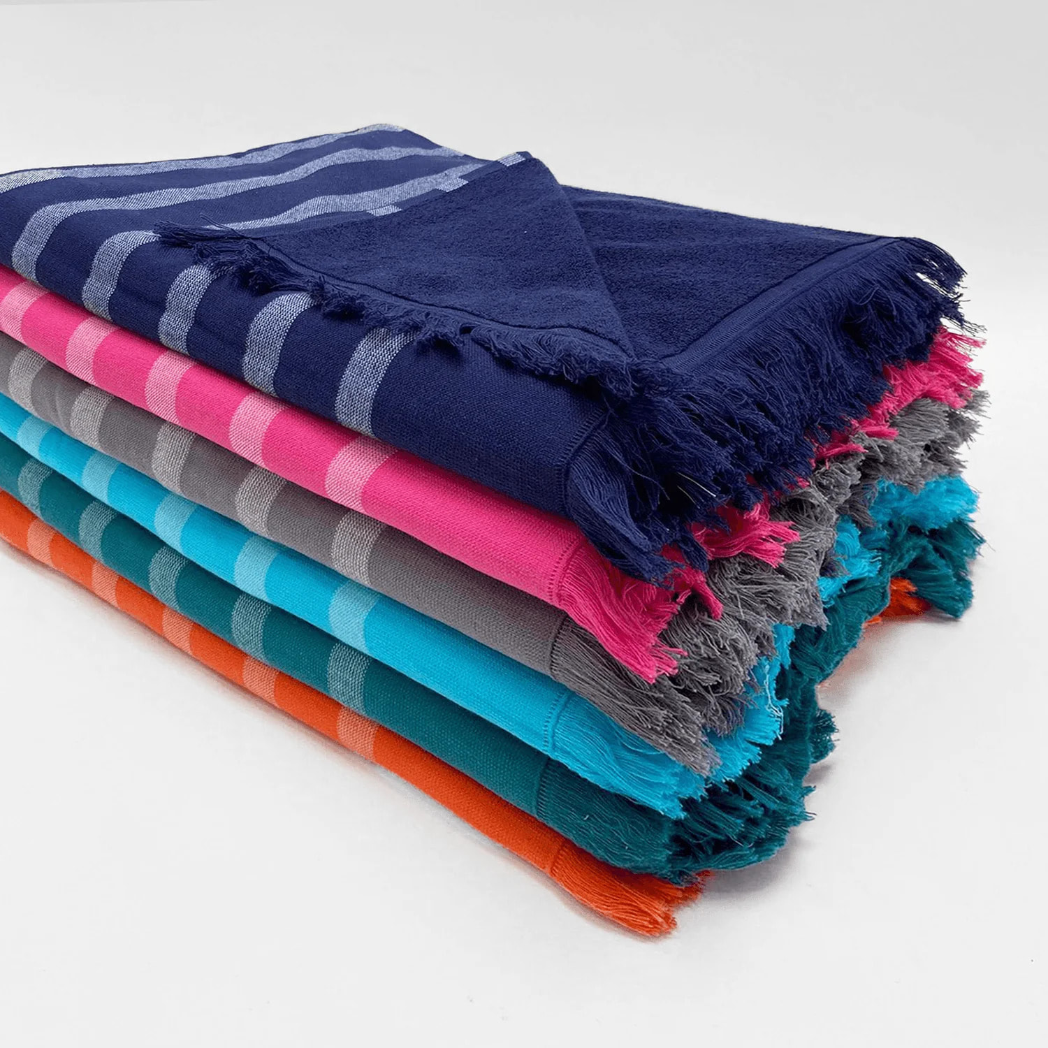 Fouta doublée éponge XL - Alanya Bleu marine - 400g/m²