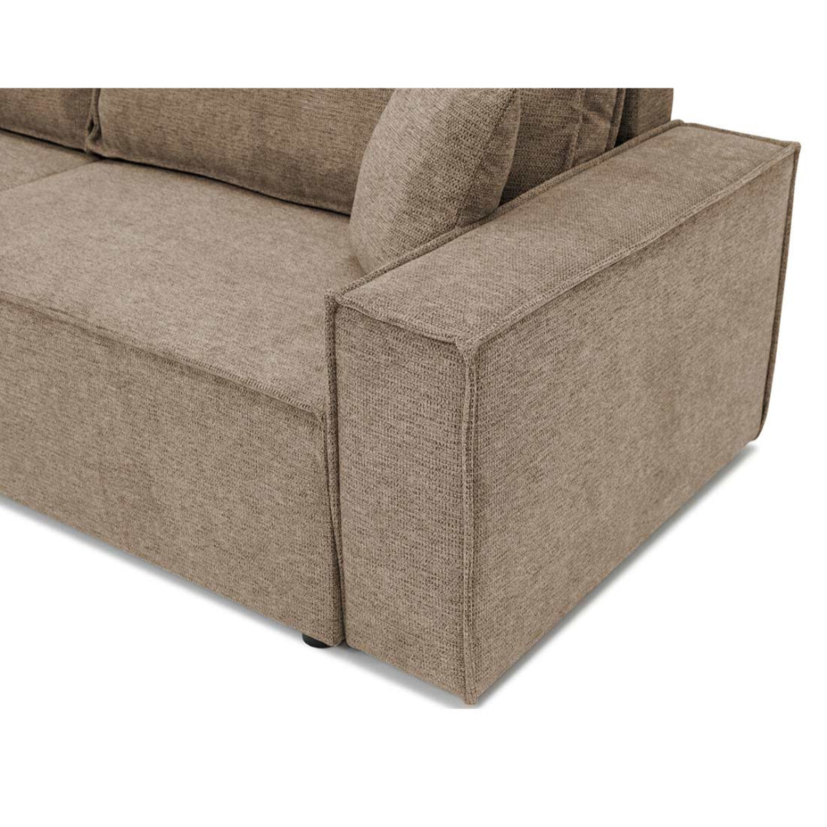 Cezanne - Canapé droit 3 places convertible avec coffre en tissu texturé - Marron