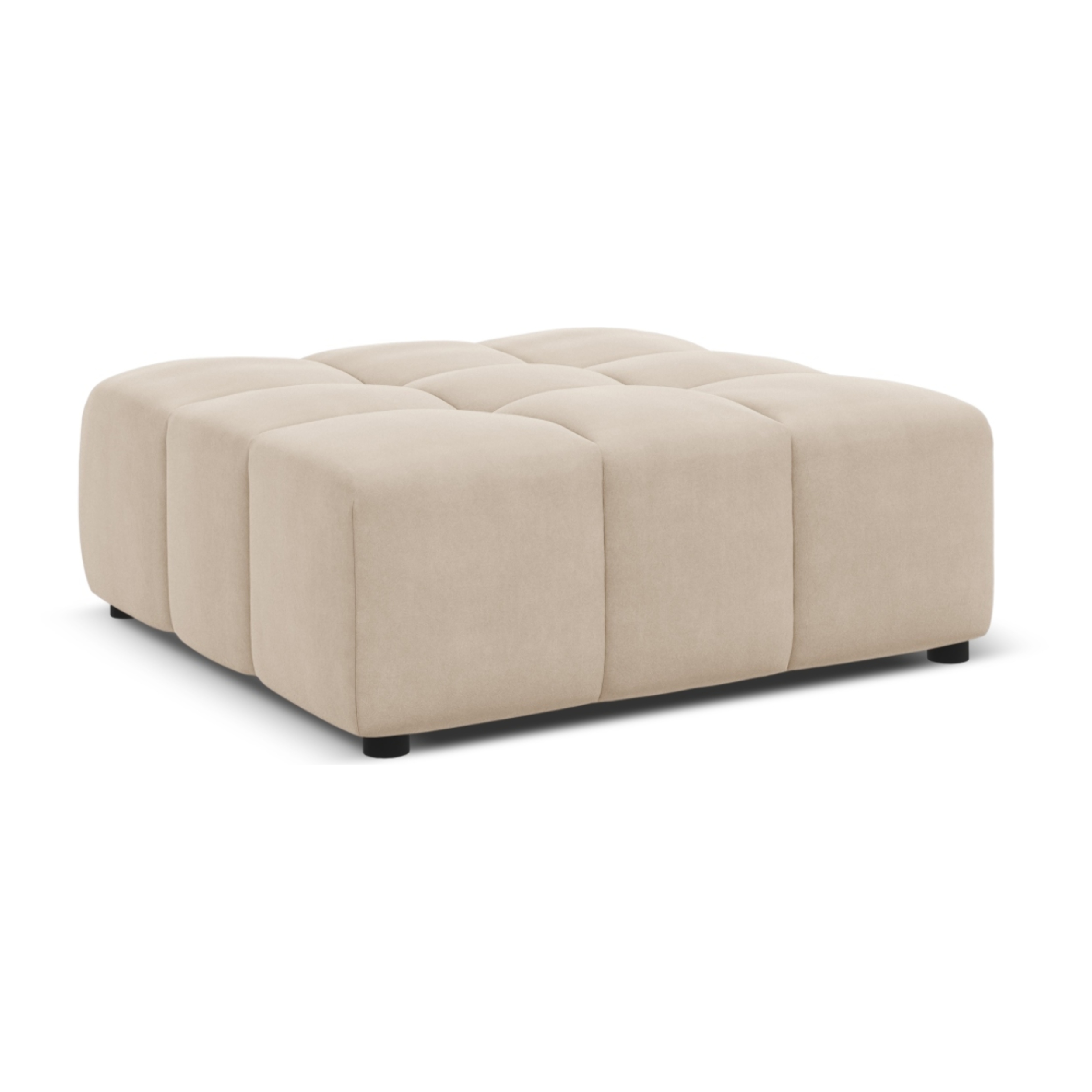 Pouf "Luc" en velours beige clair