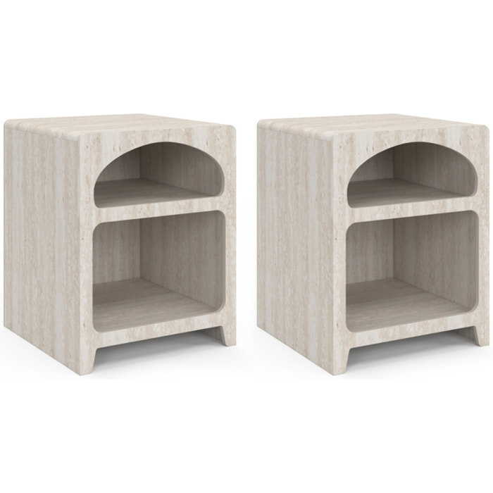 Tables de chevet Alyana organiques effet travertin - lot de 2